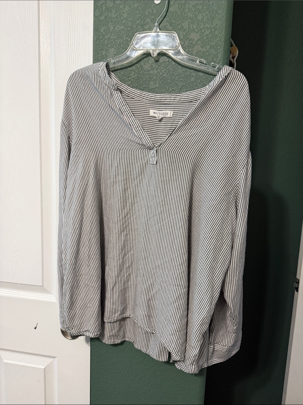 Workshop Republic Clothing Black and White Striped V-Neck Tunic